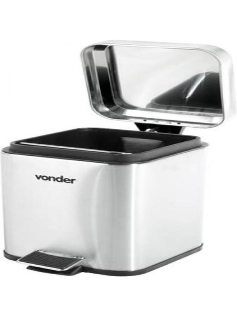 Lixeira retangular 3 litros inox cinza vonder