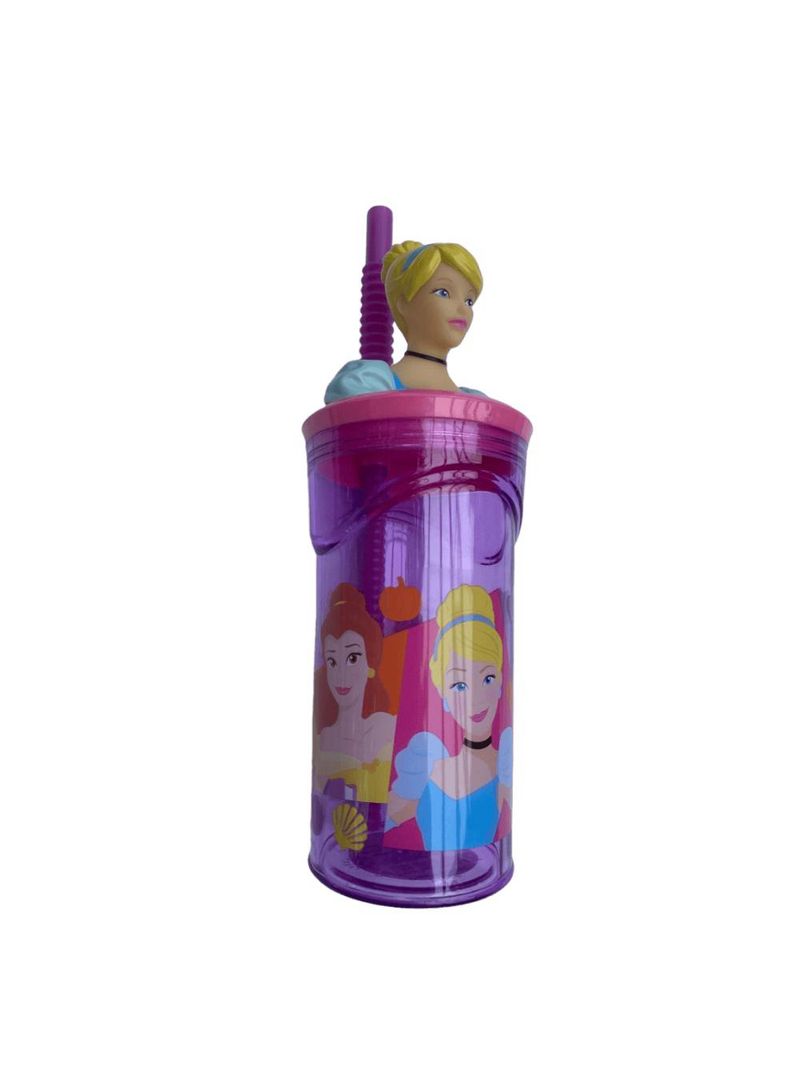 Conjunto prato com divisoria copo 3d talheres princesas - nt