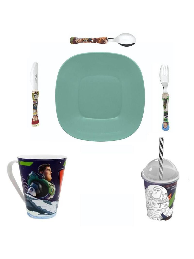 Conjunto pratos copos e faqueiro com 3 peças - toy story - v