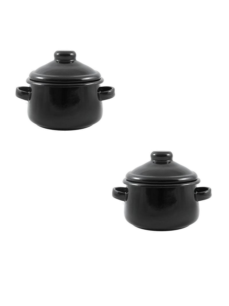 Duas mini caçarola em agata - 500 ml  - preta - indução