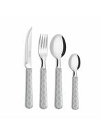 Faqueiro para ate 4 pessoas com caixa, branco vitral 16 peças