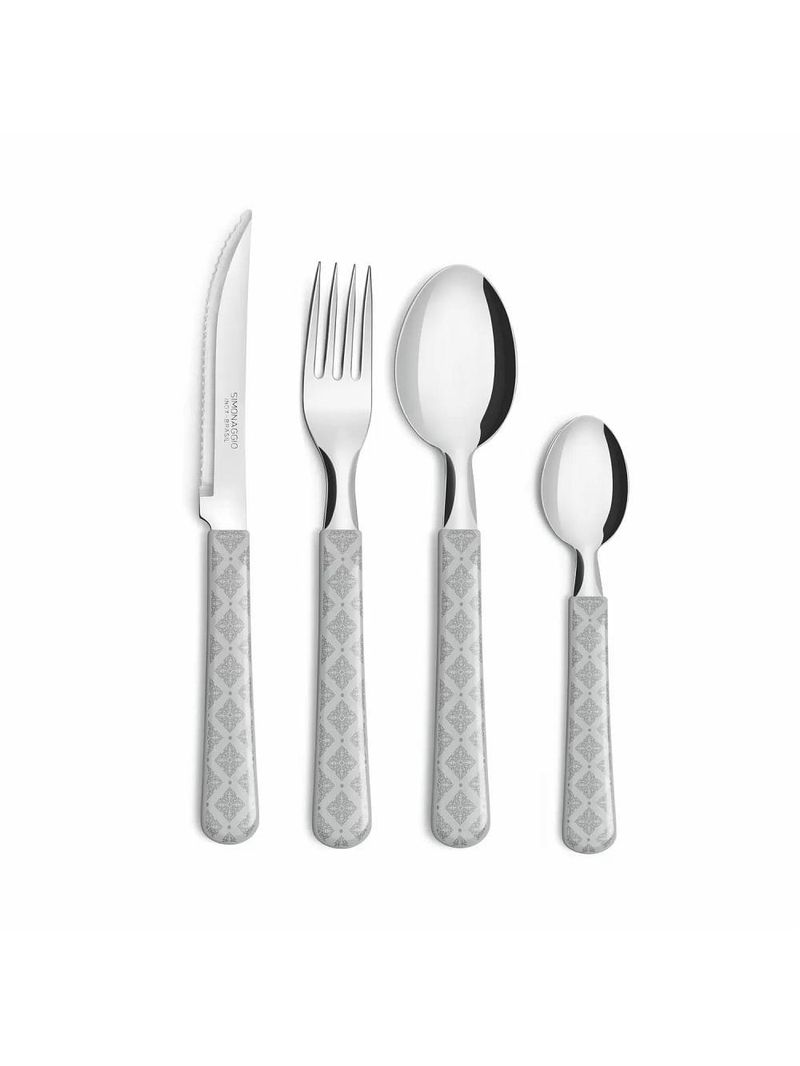 Faqueiro para ate 4 pessoas com caixa, branco vitral 16 peças