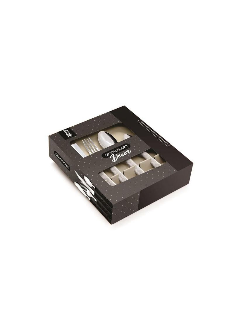 Faqueiro para ate 4 pessoas com caixa, branco vitral 16 peças