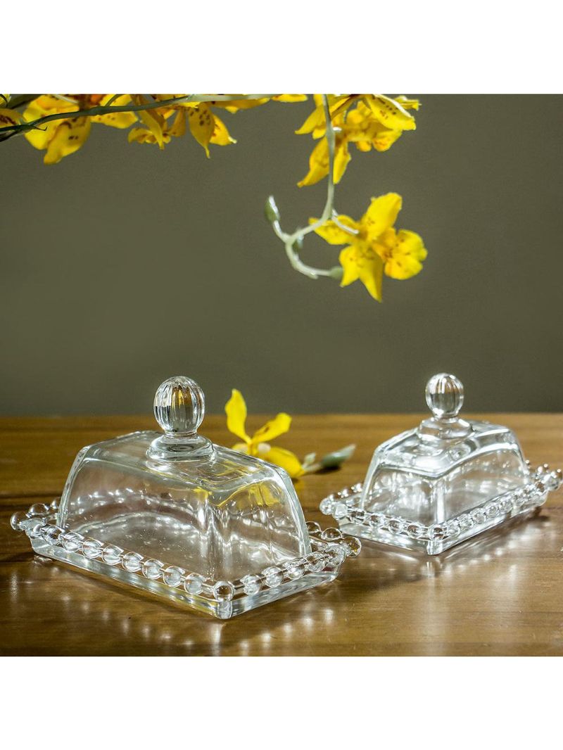 Manteigueira vidro 7 x 11 x 7 cm transparente