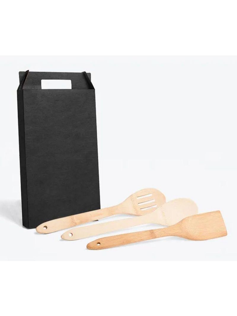 Kit de utensílios em bambu 30cm - 3 peças