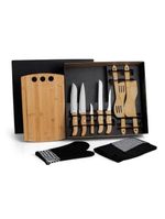 Kit gourmet com tábua facas colheres - 12 peças