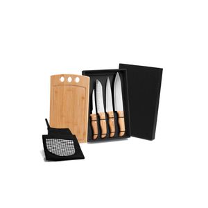 Kit para cozinha em bambu/inox com avental - 6 pçs welf