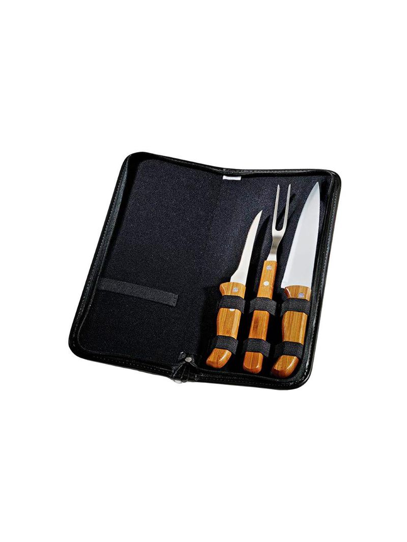 Conjuntode facas inox/bambu com estojo frankfurt- 4 pçs welf