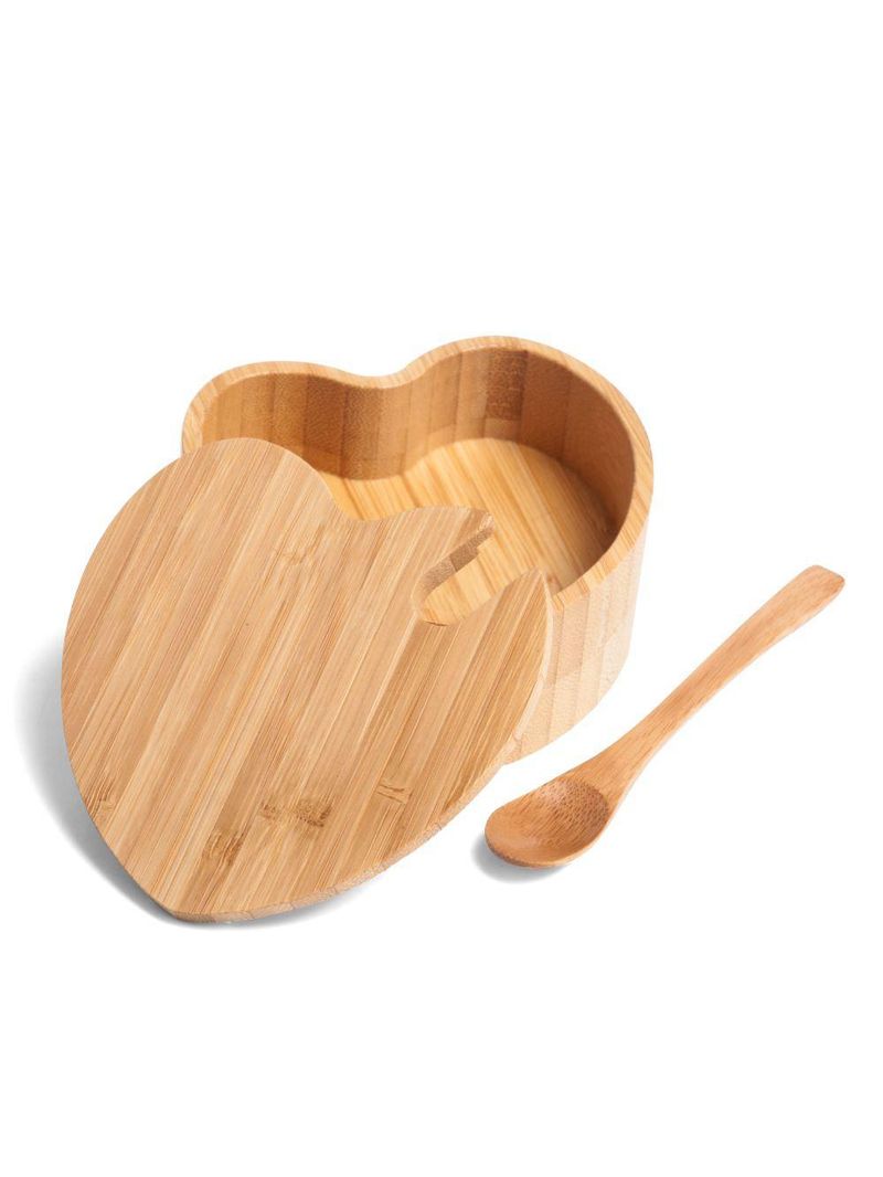 Açucareiro com formato de coração e colher em bambu welf