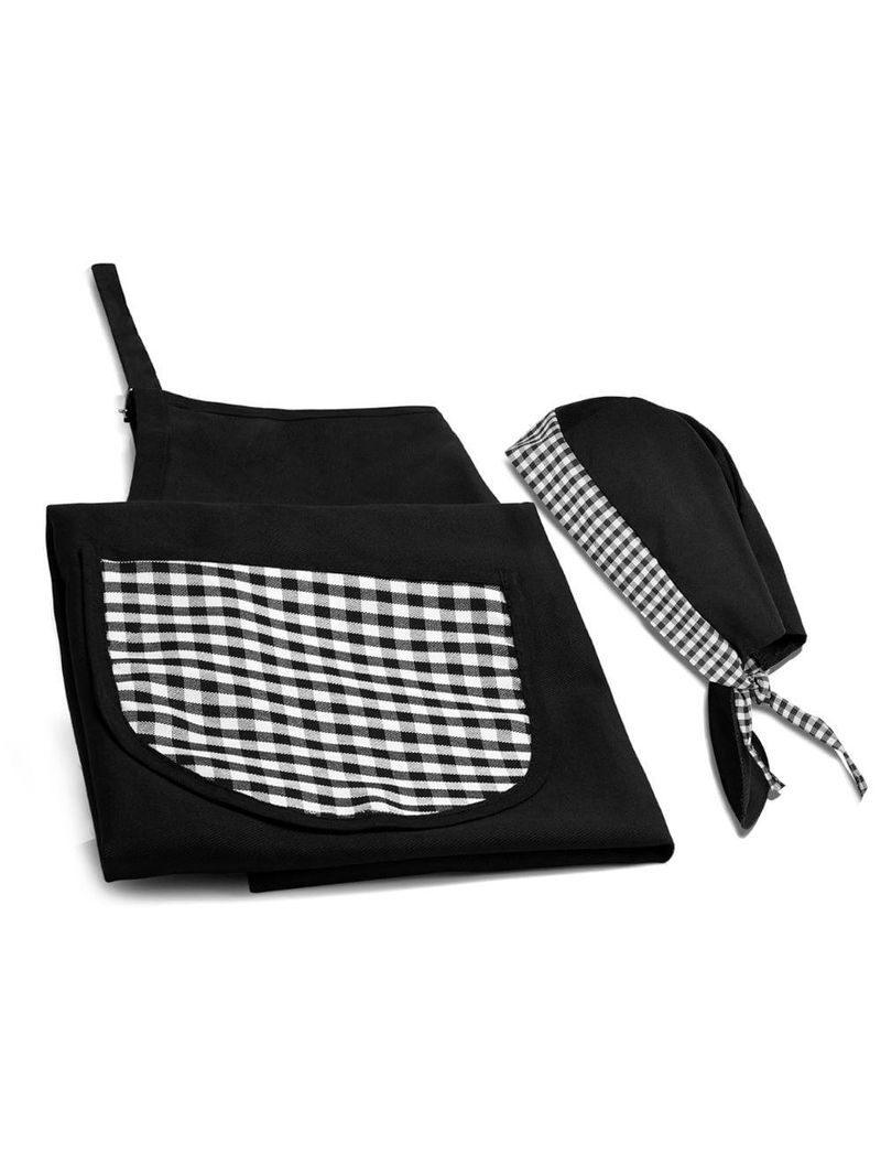 Avental e bandana gourmet em brim - preto welf