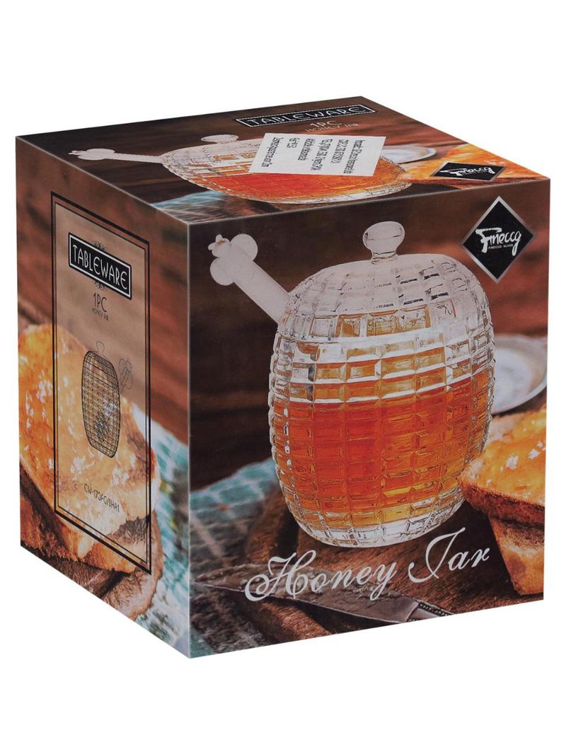 Meleira com colher vidro transparente 170 ml