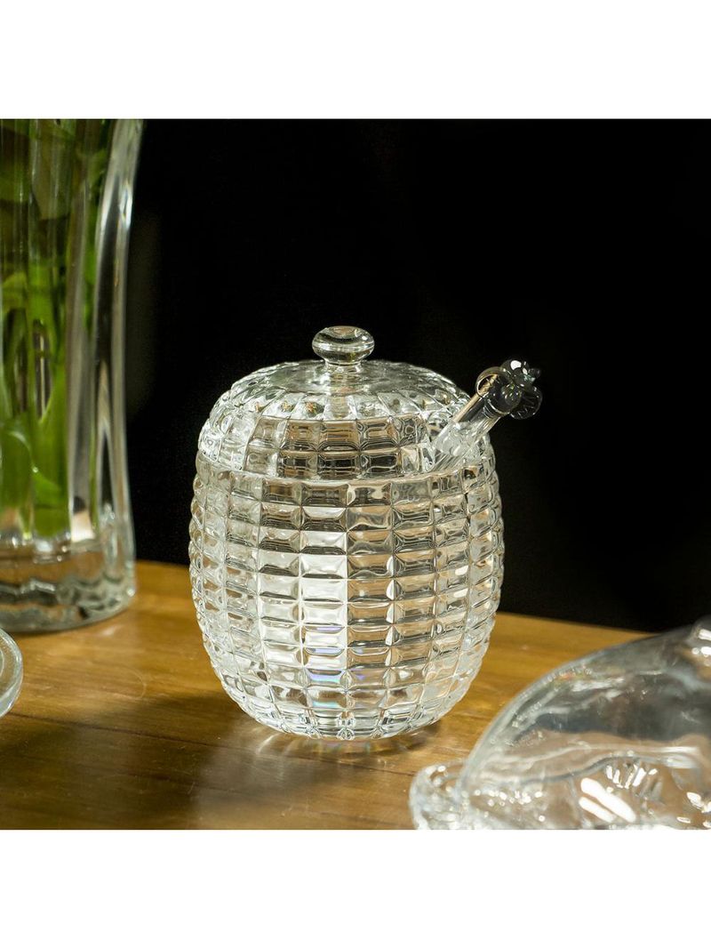 Meleira com colher vidro transparente 170 ml