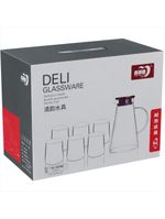 Jogo de jarra - copos 2l - 300ml borosilicato transparente 7 peças com tampa inox - gs