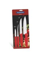 Jogo de facas com 4 peças vermelhas linha plenus tramontina