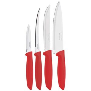 Jogo de facas com 4 peças vermelhas linha plenus tramontina