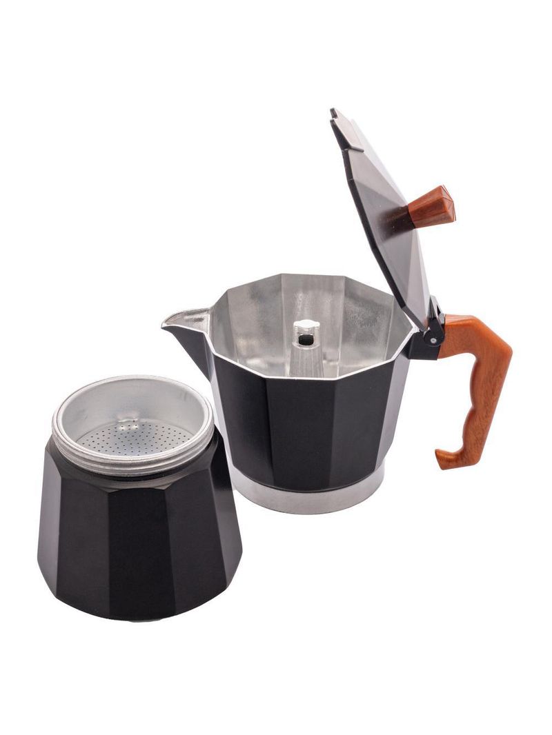 Cafeteira italiana wolff de alumínio preta fosca 300ml