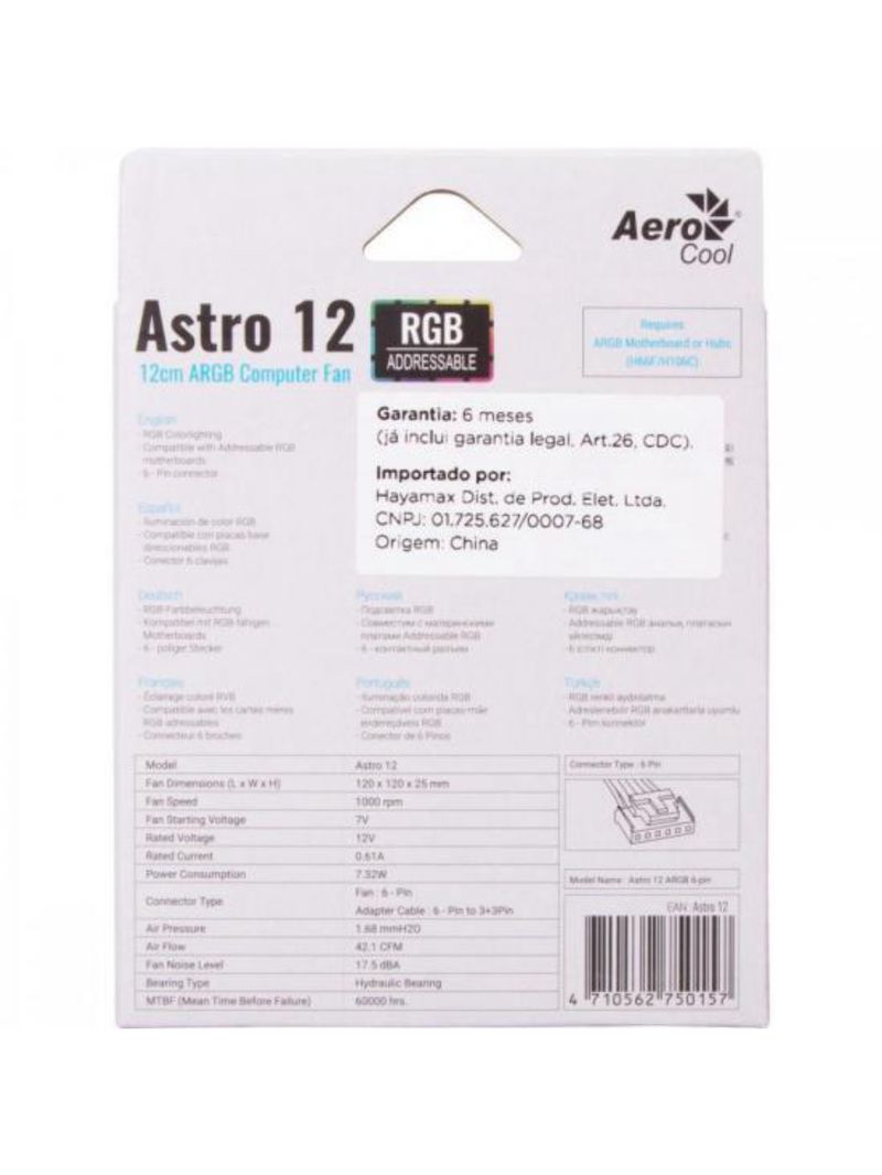 Cooler fan aerocool astro 12 argb