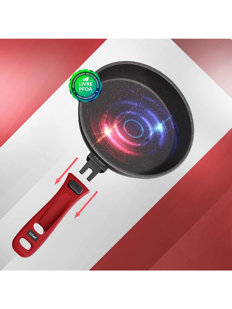 Panela polishop ichef ultra sauté petit shark series vermelha 20cm