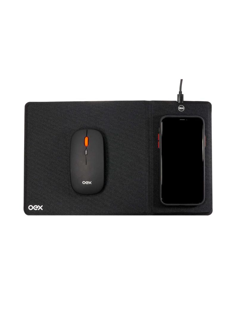 Mousepad com carregador wireless integrado 15w force oex