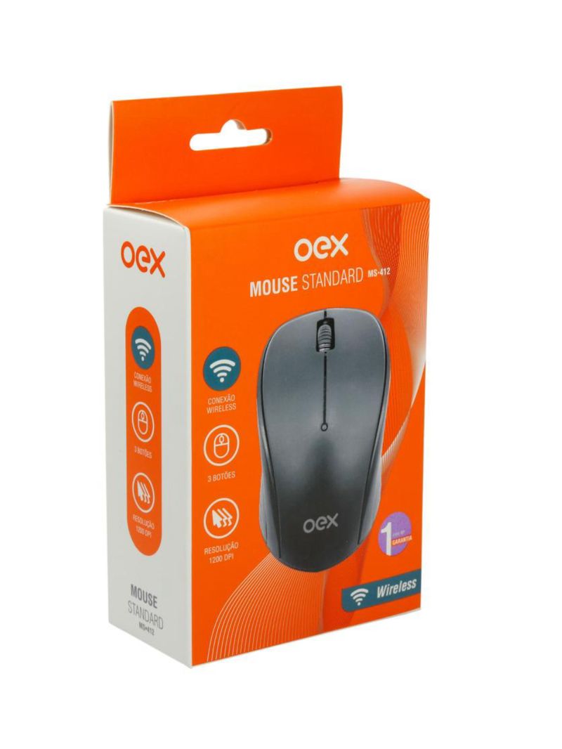 Mouse optico standard preto sem fio ms412 oex
