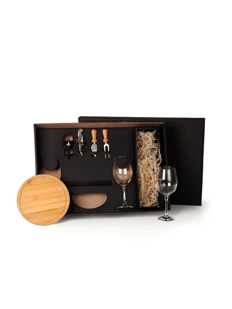 Kit queijo e vinho com espaço para garrafa - 7 peças - não acompanha garrafa
