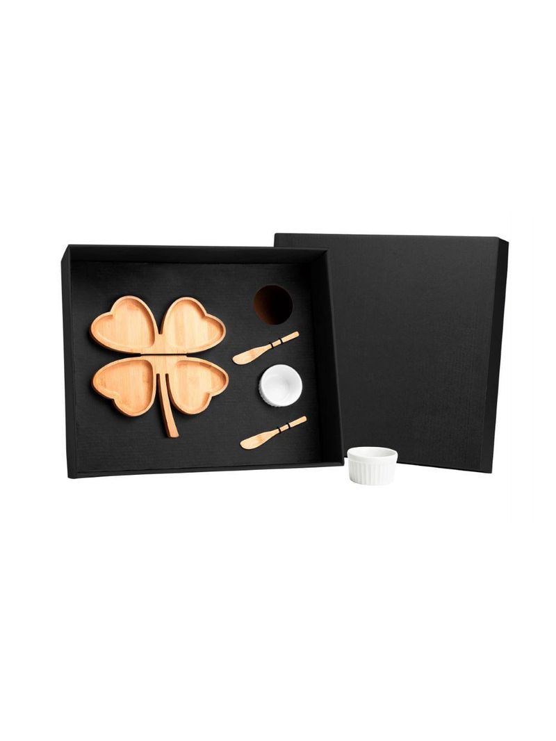 Kit petisco em bambu / porcelana - 5pçs welf