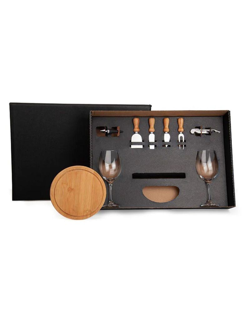 Kit para queijo e vinho sem espaço para garrafa -  9 peças