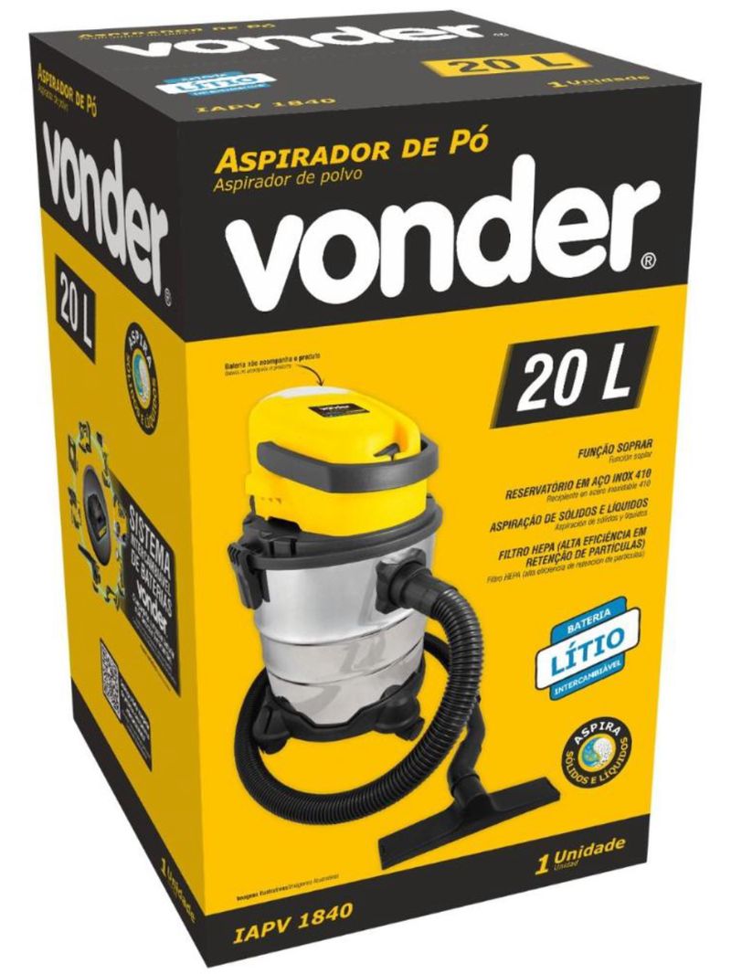 Aspirador de po 18v iapv1840 sem bat sem carregador vonder