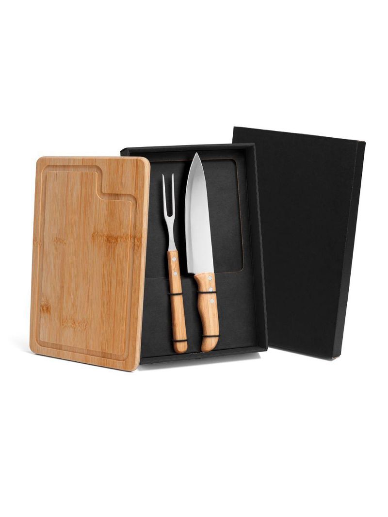 Kit para churrasco em bambu/inox - 3 pçs welf
