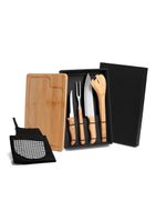 Kit para churrasco em bambu/inox com avental - 6 pçs welf