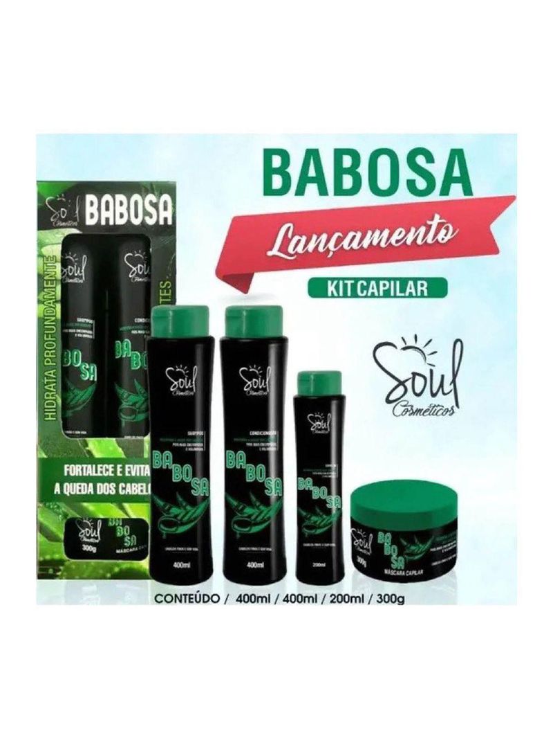 Kit Capilar Babosa 4 Peças Soul Fortalece E Evita Queda De Cabelos Original