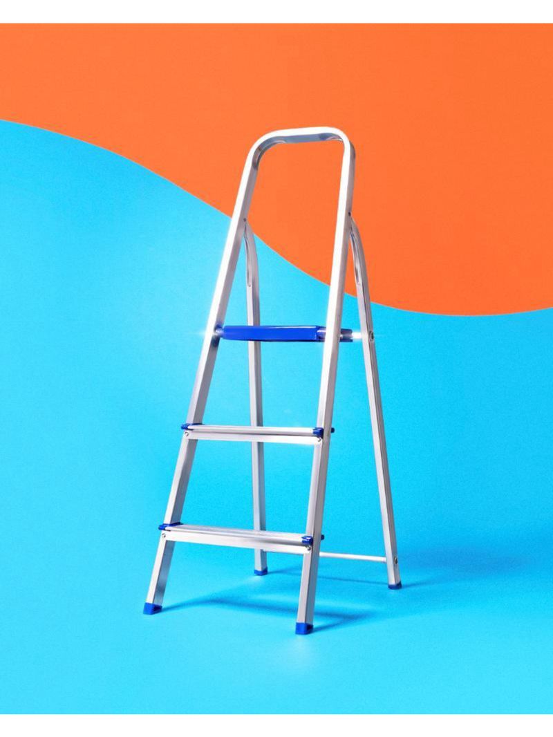 Escada de alumínio 3 degraus tesoura capacidade 120 kg mor