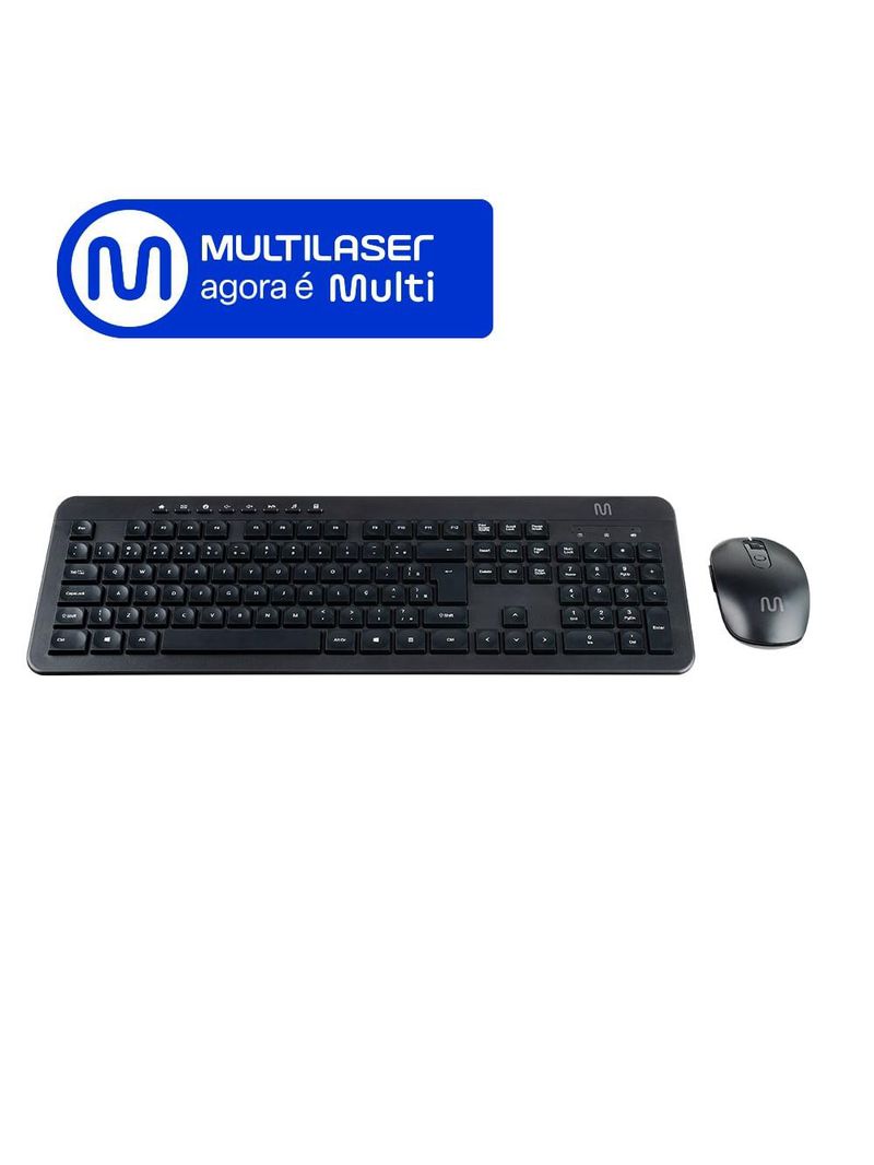 Kit teclado e mouse sem fio multi (multilaser) recarregável com bateria 200mah - tc250