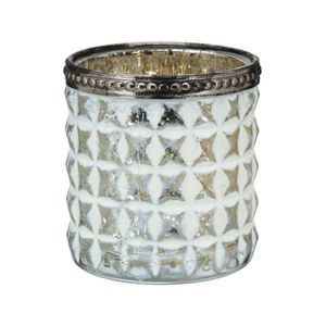 Castiçal metal branco temple 8x7x7cm