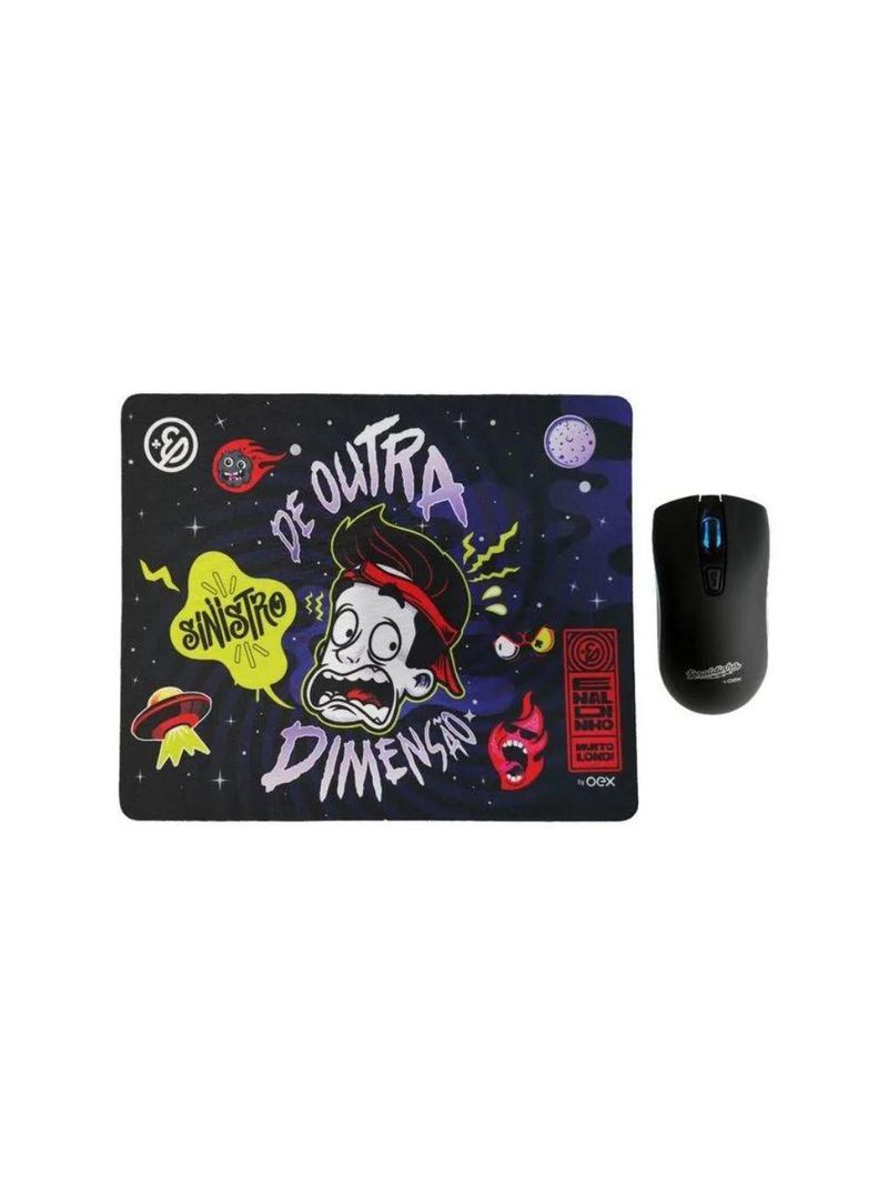 Combo mouse e mousepad enaldinho - oex teen   - preto mc106