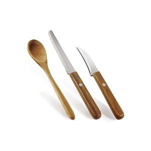 Conjunto de utensílios inox/bambu special line - 3 pçs welf
