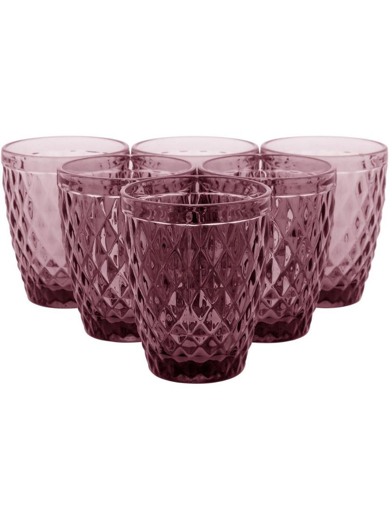 Copo Água vidro rosa 270 ml 6 peças