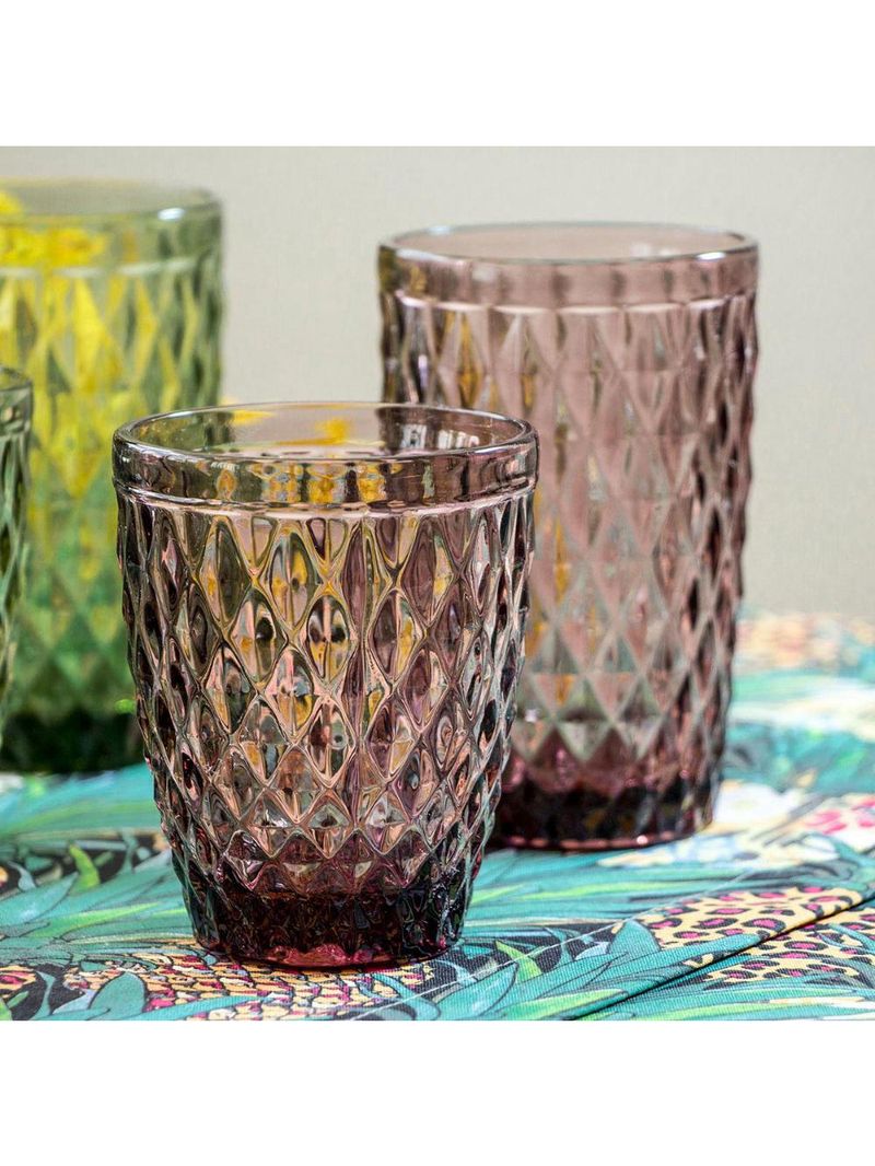 Copo Água vidro rosa 270 ml 6 peças