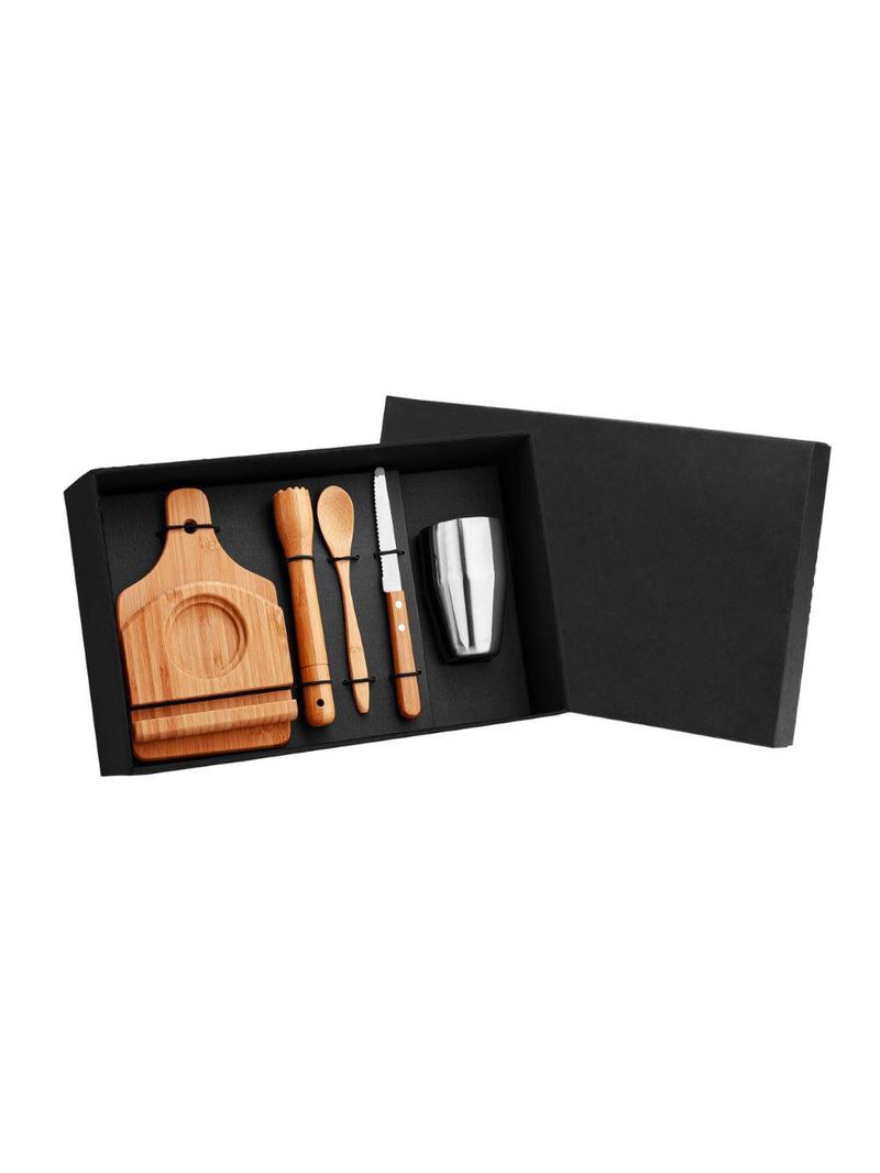 Kit para caipirinha em bambu - 0,35 l - 6 pçs welf