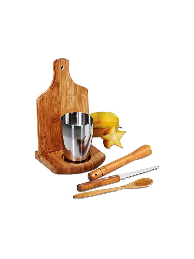Kit para caipirinha em bambu ibiza - 0,35 l - 6 pçs welf