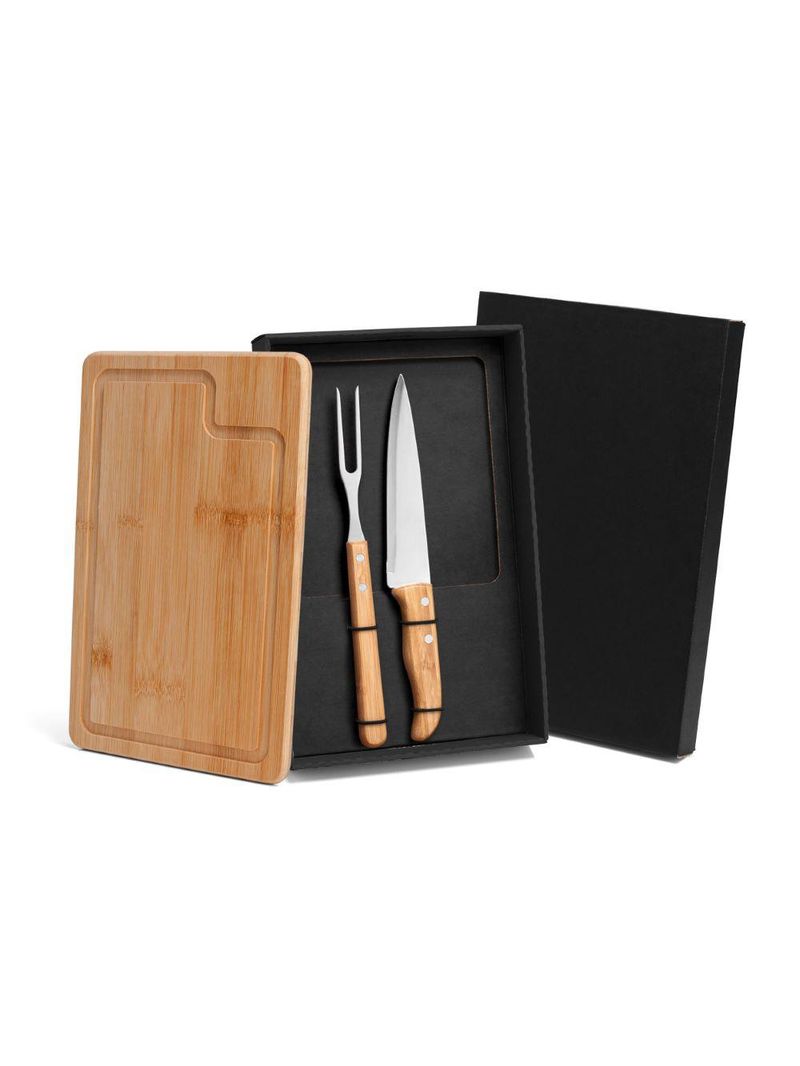 Kit para churrasco em bambu/inox - 3 pçs welf