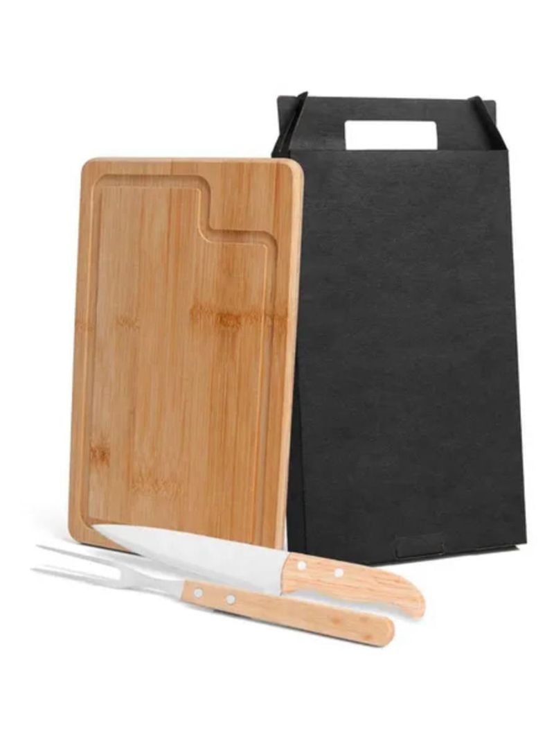 Kit para churrasco em bambu/inox - 3 pçs welf