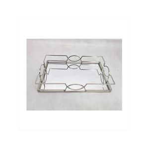 Bandeja espelhada prata retangular adely