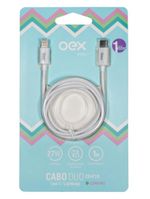 Cabo duo tipo c e lightning branco ce210 oex