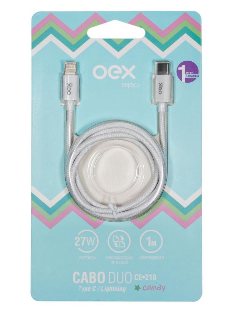Cabo duo tipo c e lightning branco ce210 oex