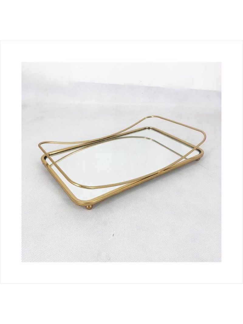 Bandeja espelhada dourada retangular  adely