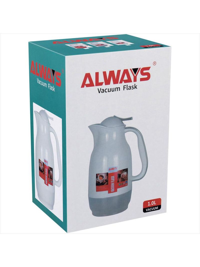 Garrafa térmica 25x13x13 cm 1l plástico cinza ampola vidro alwa - gs