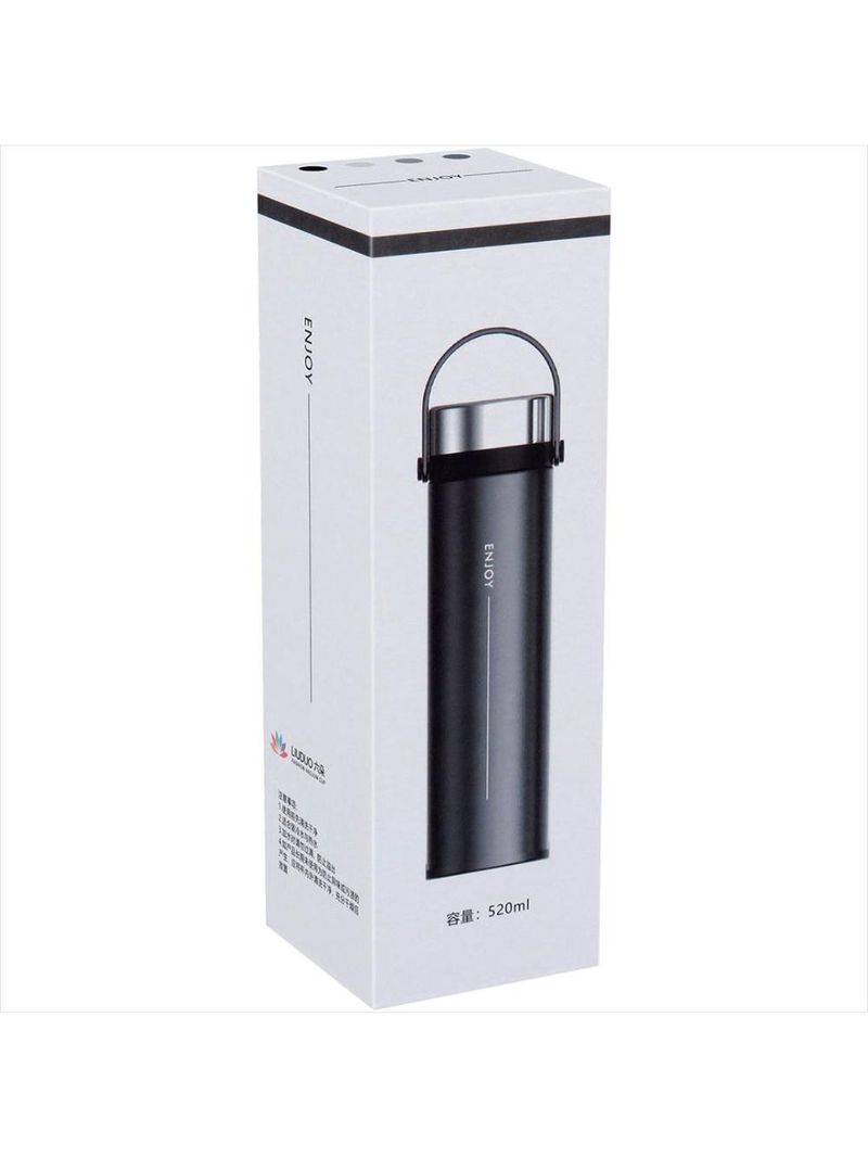 Garrafa térmica 23x6x6 cm 450ml inox preto parede dupla enjoy - gs