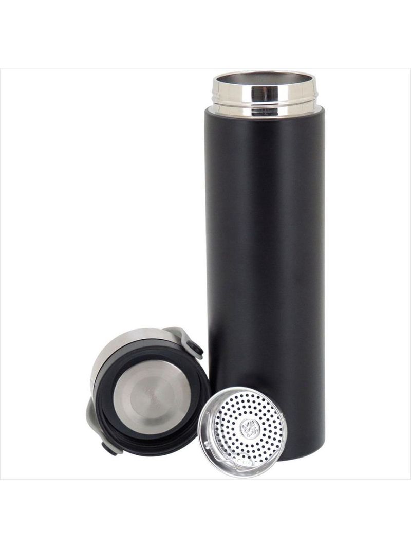 Garrafa térmica 23x6x6 cm 450ml inox preto parede dupla enjoy - gs