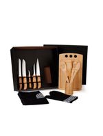 Kit gourmet com tábua facas colheres - 13 peças